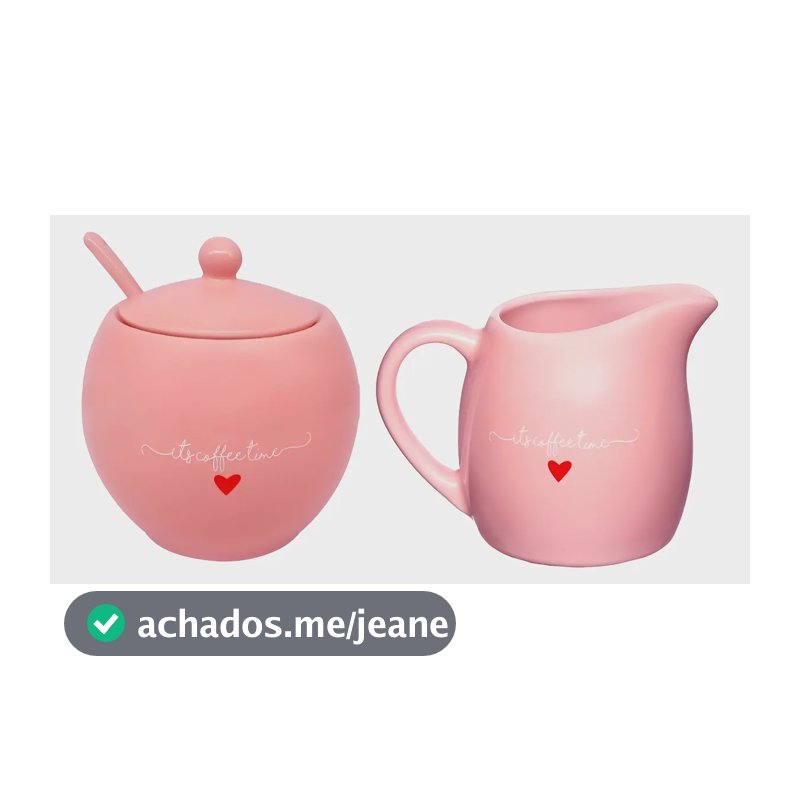 Açucareiro E Leiteira Porcelana Lamour Rosa Haüskraft Rosa