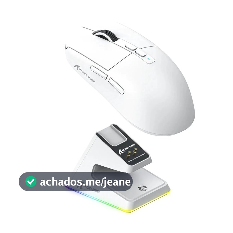 Mouse para jogos sem fio recarregável Attack Shark X6, sensor óptico Paw3395, 1k Hz, mouse para jogadores de 26000 dpi com base de carregamento magnético RGB, botões programáveis, 2,4...