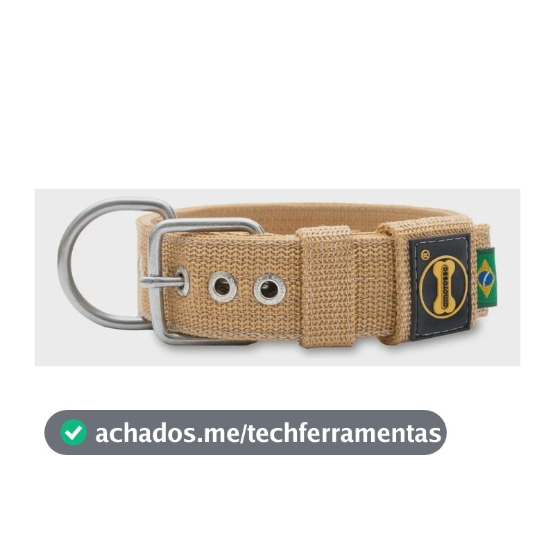 Coleira Amorosso Fit Cachorros Grandes Nylon Cor Areia Fivela Aço Inox