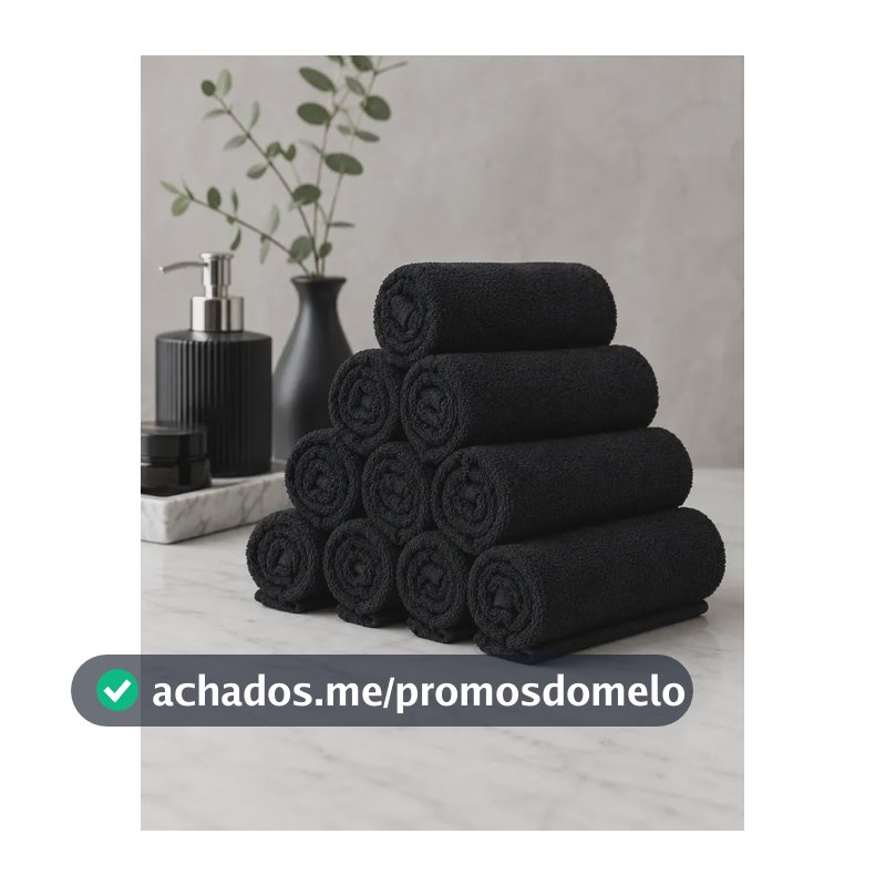Kit 10 Toalhas De Rosto Salão De Beleza Barbearia Manicure Preto