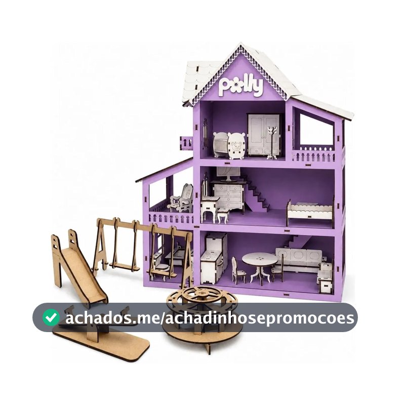 Grupo Paraíso Mdf kit casinha boneca 19 moveis vom parquinho postagem cor lilás