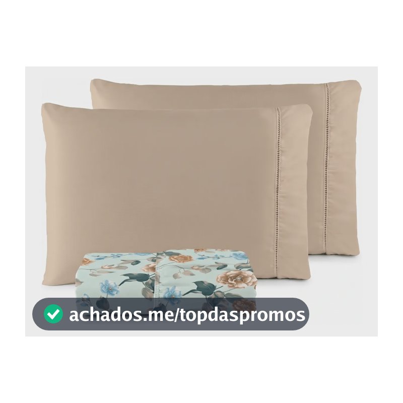 Jogo De Lençol Casal Padrão 3 Pçs 400 Fios C/ Elástico Hotel Bege Florido