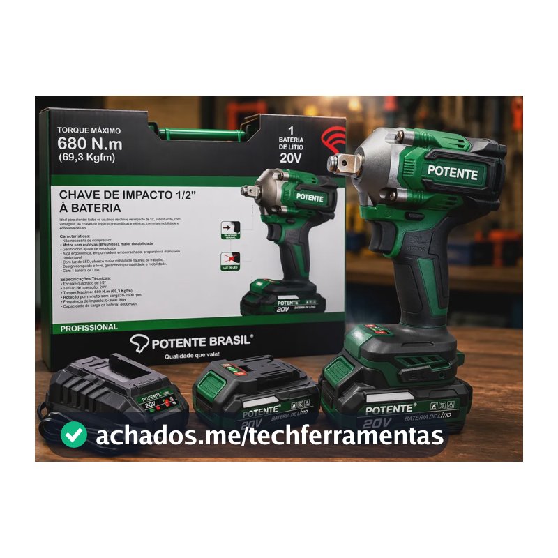 Chave De Impacto A Bateria 69,3kg Potente Brasil Preto/verde Bateria 0