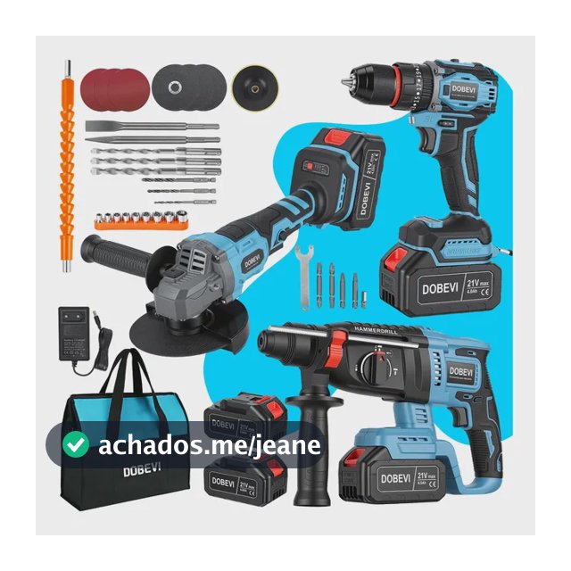 Kit 3 Em 1 Ferramentas Eletrica Furadeira Impacto 2 Bateria