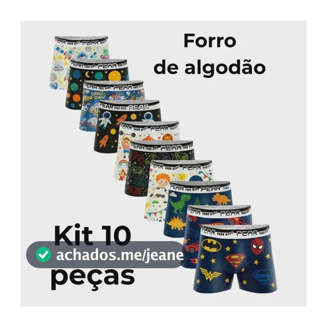 Kit 10 Cueca Infantil Boxer Microfibra Cuecas Forro Algodao