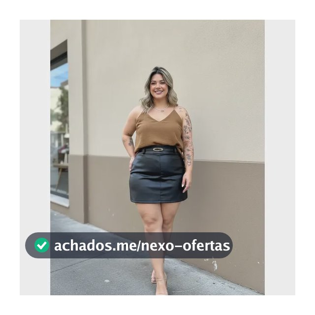 Short Saia Plus Size Couro Com Cinto Casual Saia 360 Social