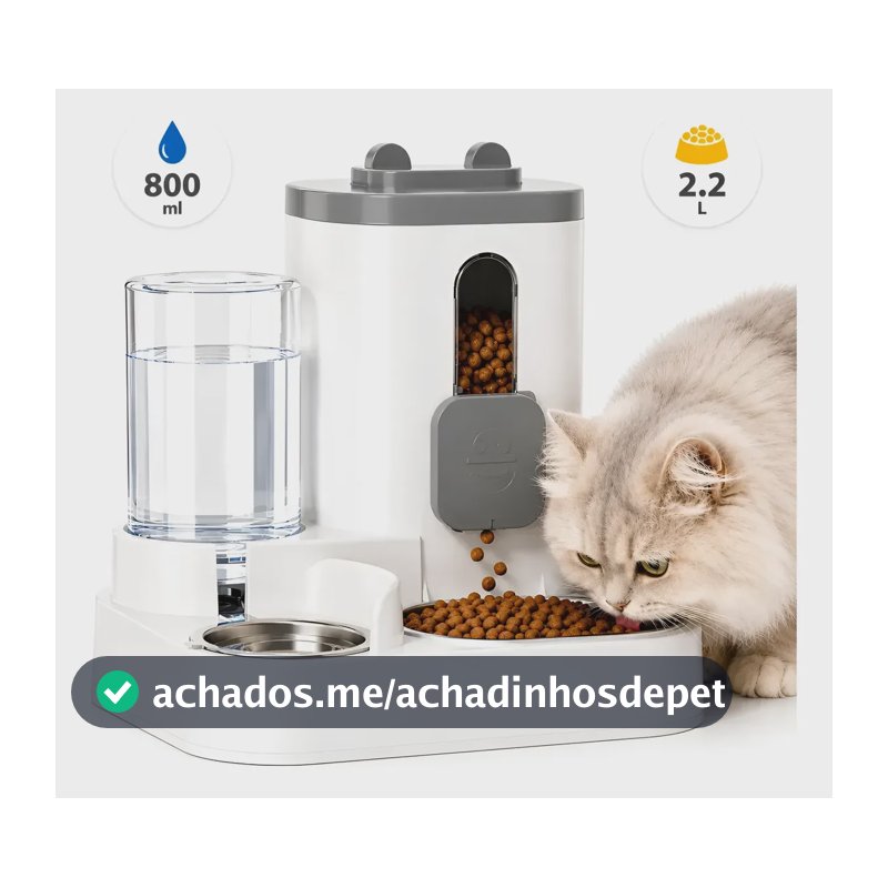 Comedouro E Bebedouro Automático Duplo Para Cães E Gatos 110/220 Cinza