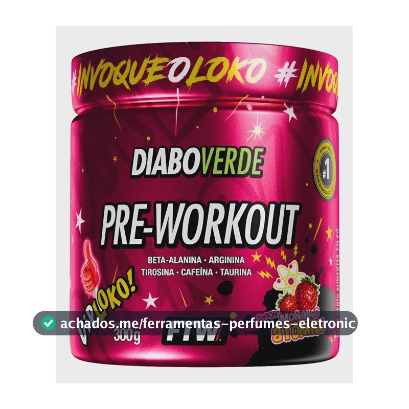 Suplemento em pó FTW Diabo verde Dip Loko! Pré treino sabor Morango Atômico x 300g
