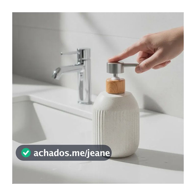 Porta Sabonete Liquido De Ceramica Granilite Lines 430ml Cor Vanilla