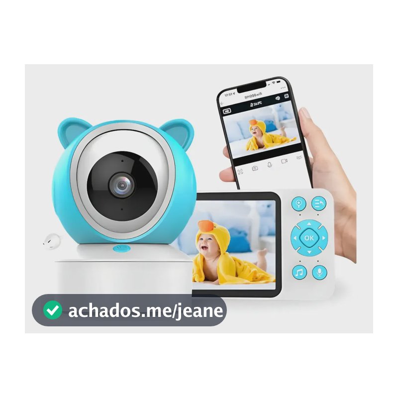 Kit Baba Eletrônica Monitor Wifi App Celular Tf Alarme Choro 127/220v Azul-celeste