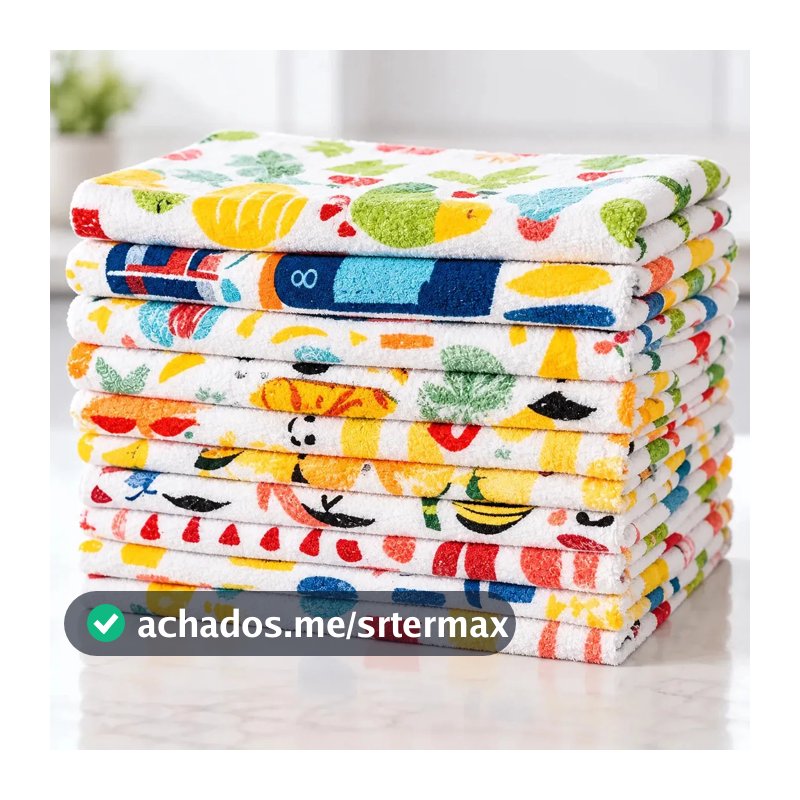 Kit com 10 Panos de Prato Copa Atoalhados Camesa de Algodão
