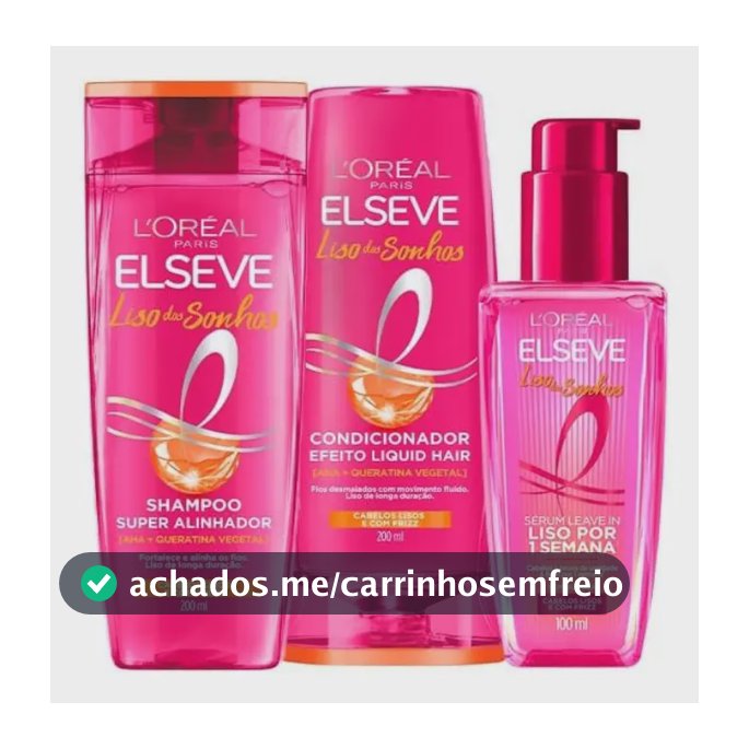 L'Oréal Paris Elseve Liso dos Sonhos Kit Shampoo, Condicionador e Sérum, com Tecnologia Ativada por Calor para um Liso por 1 Semana, Efeito Antifrizz e Barreira Protetora Contra Umidade