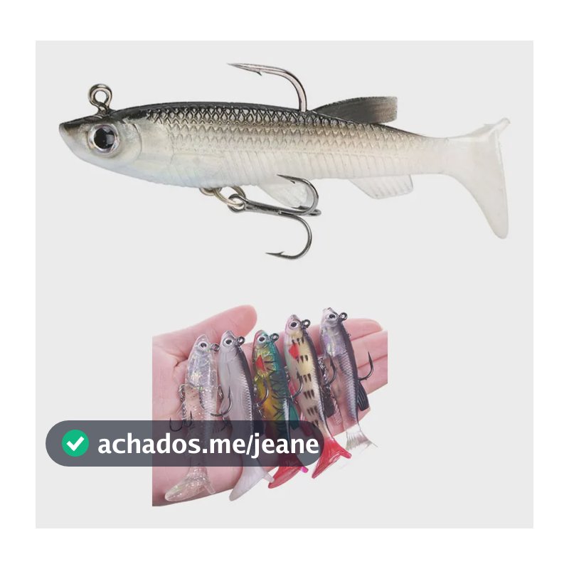 5 Isca Artificial Silicone Shad Peixe Tucunaré Robalo Traíra 5 Cor Conforme As Fotos