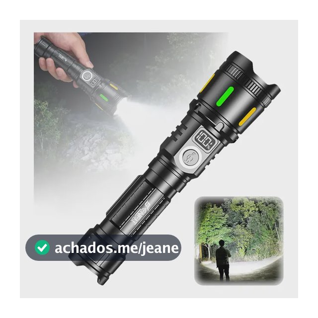 Lanterna Tática Led Zoom Alto Luz Potente 2km 3600lm Branco Preto