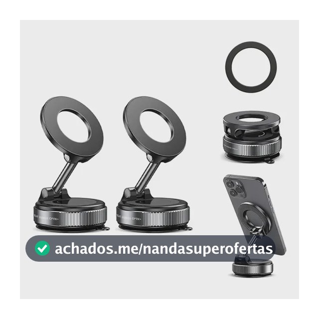 Kit 2 Suporte Magnético Celular Ventosa 360° Dobrável Preto