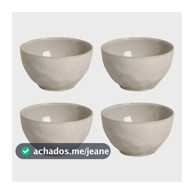 Jogo 4 Tigelas Bowl Cerâmica 558ml Sopa Caldos Porto Brasil Bege