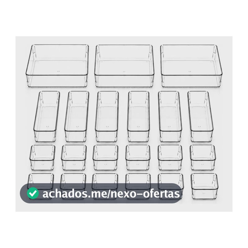 Kit 25 Organizador Acrílico Multiuso Modular Gavetas Armario Transparente