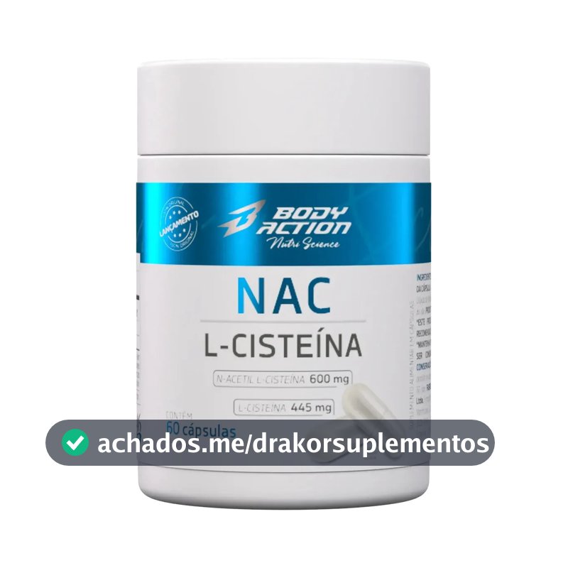Nac Acetilcisteína 600mg L-cisteína 445mg 60 Caps Bodyaction Sem Sabor