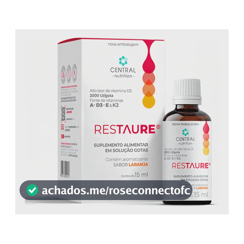 A, D3, E, K2 Central Nutrition Vitaminas Restaure Gotas sabor Laranja x 100g