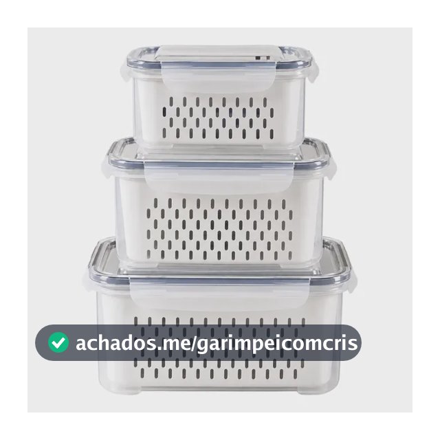 Kit 3 Organizadores Geladeira Alimentos Vegetais Com Tampas Branco