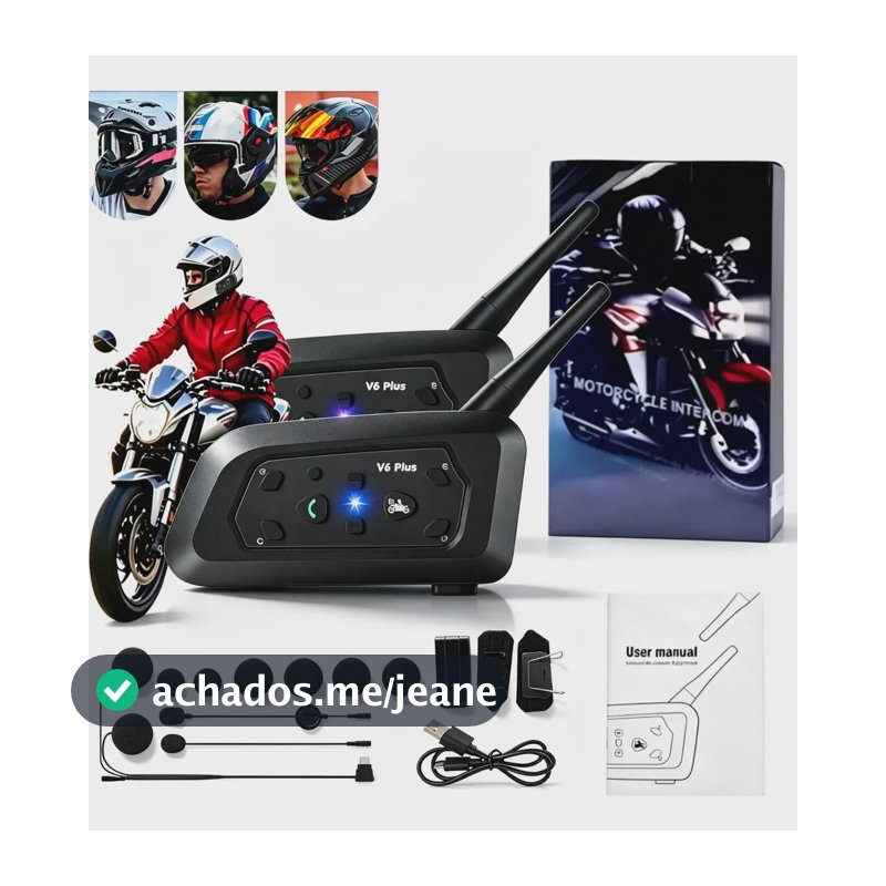 Intercomunicador V6 Plus Kit 2 Unid, Bluetooth 5.1, 1200m
