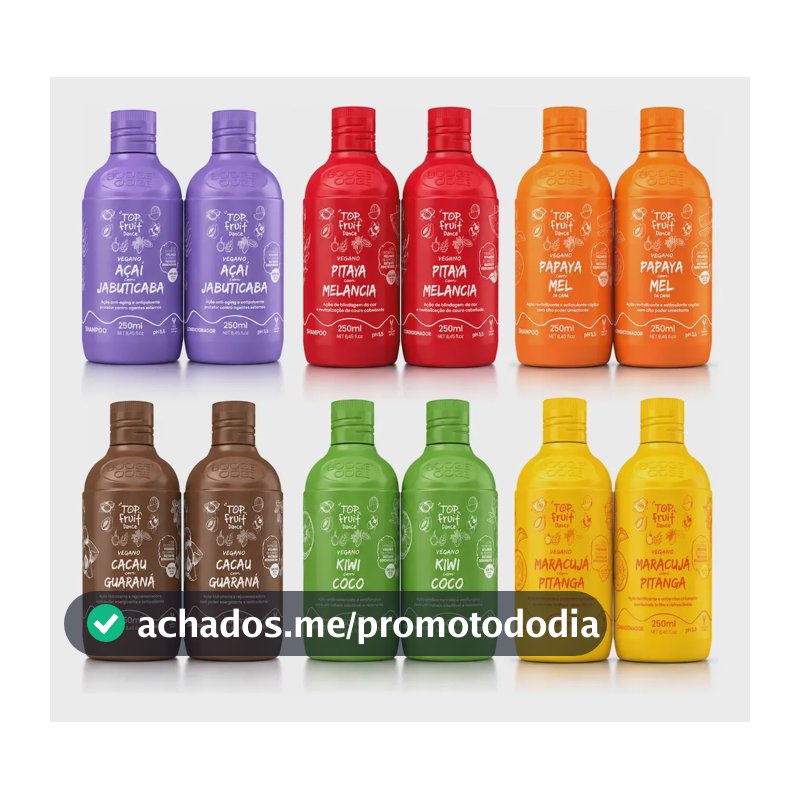 Shampoo Condicionador Top Fruit Dance Vegano Frutas Naturais Maracujá Com Pitanga