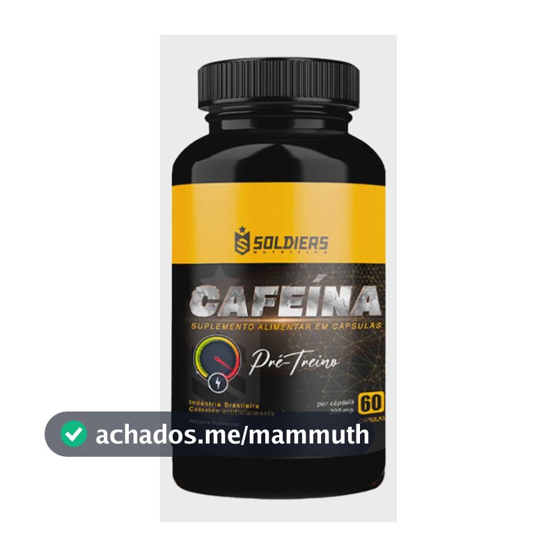 Termogênico Cafeína 60 Caps 200mg 100% Pura Soldiers Nutrition Energia Definição Corporal