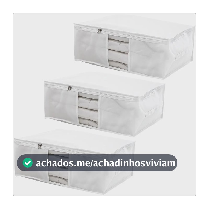 Kit 3 Saco Organizador Capa Protetora G Cobertor Edredom Roupas Branco 60x45x22