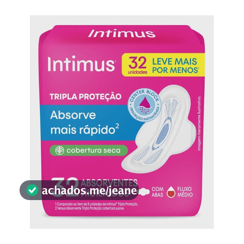 Absorvente Intimus® Tripla Proteção Seca C/abas- 32 Un