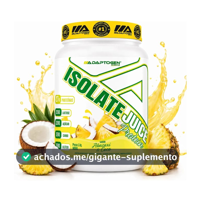Proteína Adaptogen Isolate Juice em pó sabor Abacaxi e coco x 900g