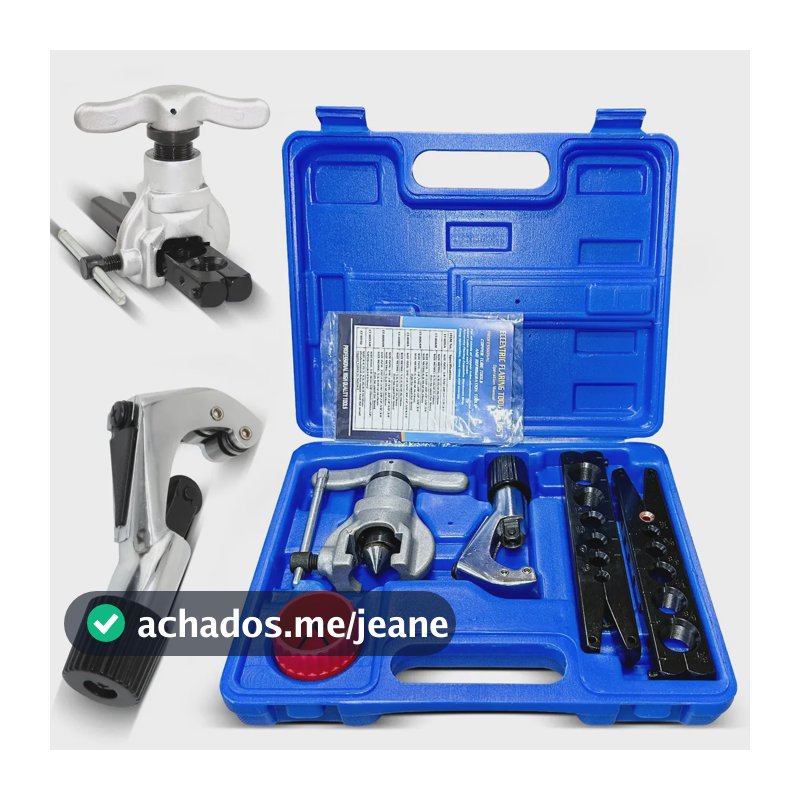 Kit Flangeador Excêntrico Profissional para Tubos de Cobre e Alumínio com Cortador, Escareador e Maleta – de 1/4" a 3/4"