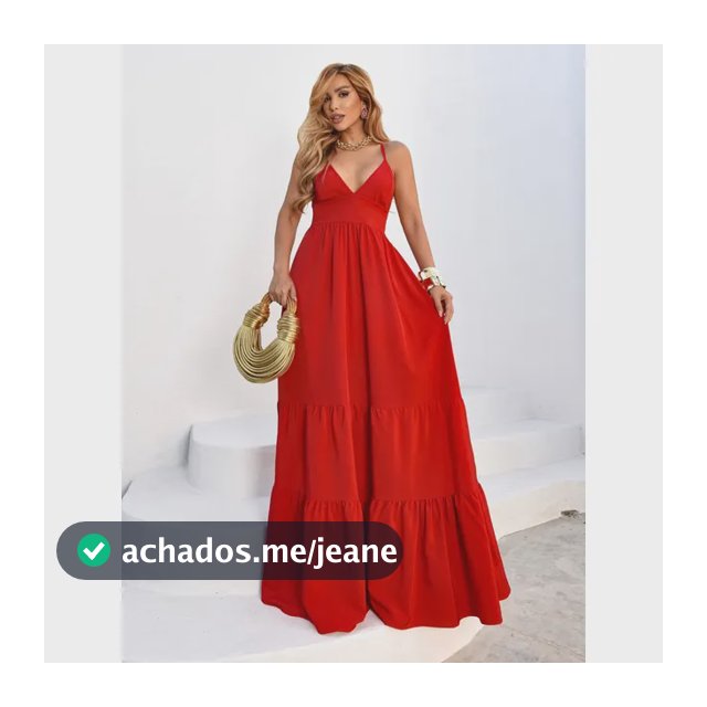 Vestido Longo Feminino Floral Estampado Alcinha Decote Verão Vermelho Cor 36 - 42