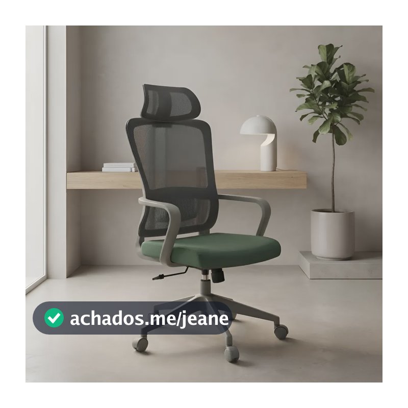 Cadeira Escritorio Ergonomica Presidente Soft Confortavel Cinza-esverdeado