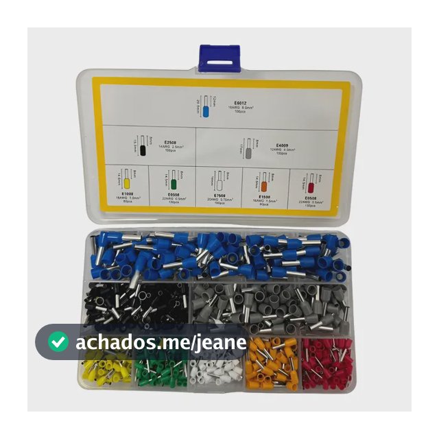 Kit 800 Peças Terminais Elétricos Ilhós Tubular Com Caixa 800 Peças