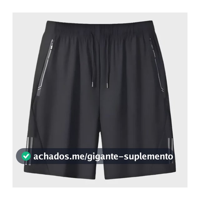 Short Masculino Bermuda 2 Bolsos Zíper Secagem Rápida Fina