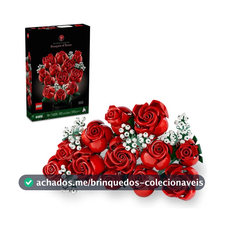 LEGO® Botanicals Buquê de Rosas 10328; kit de construção com 12 rosas e 4 ramos de mosquitinho; 18+