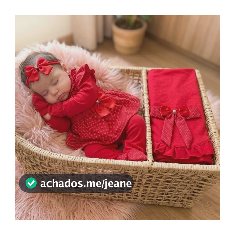 Saída De Maternidade Menina Bebê Maya Poá 05 Pçs Vermelho P