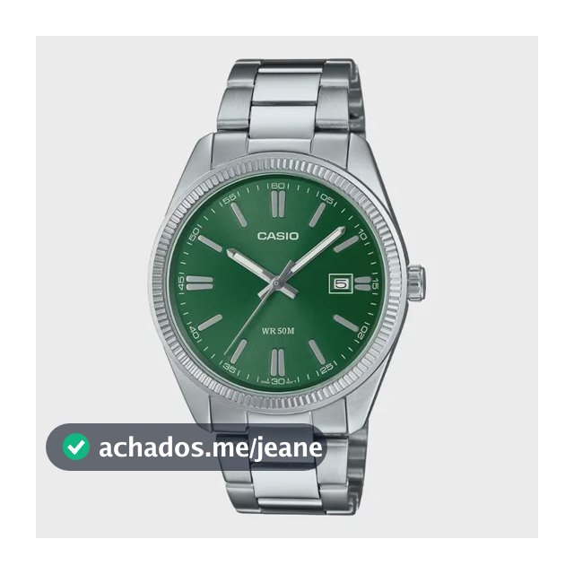 Relógio Masculino Casio Analógico Prateado com Fundo Verde
