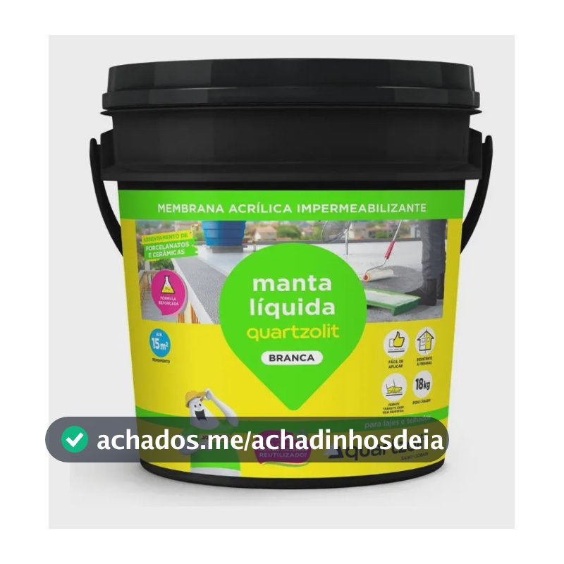 Manta Líquida Branca Telhado Quartzolit Branco / Balde 18kg Fosco