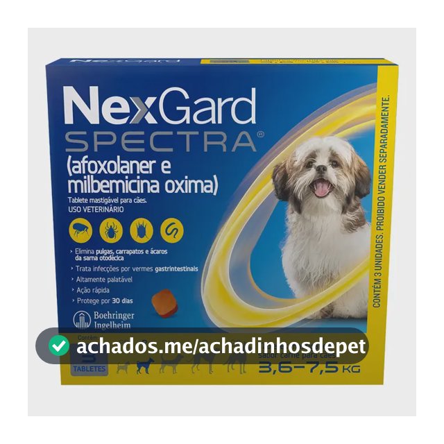 Nexgard Spectra 3,6 A 7,5kg 3 Tabletes Para Cães Antipulgas