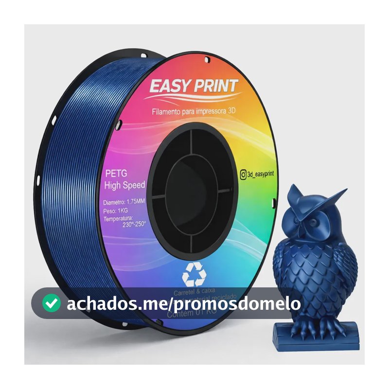 Filamento Petg Easy Print 3d Premium Impressão High Speed E High Fluid 1.75mm Para Impressora 3d Várias Cores Azul Metálico