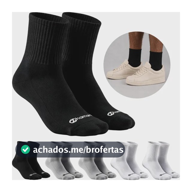 Kit 6 Pares Meias Zhamaro Algodão Cano Médio Alto Atoalhada
