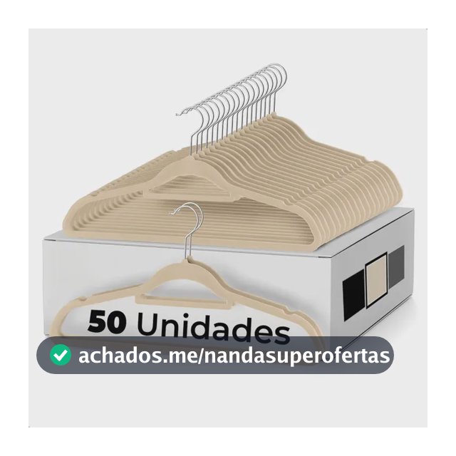 Vittak Kit 50 Cabides Veludo Adulto Slim Antideslizante Organizador Roupas Cor Bege