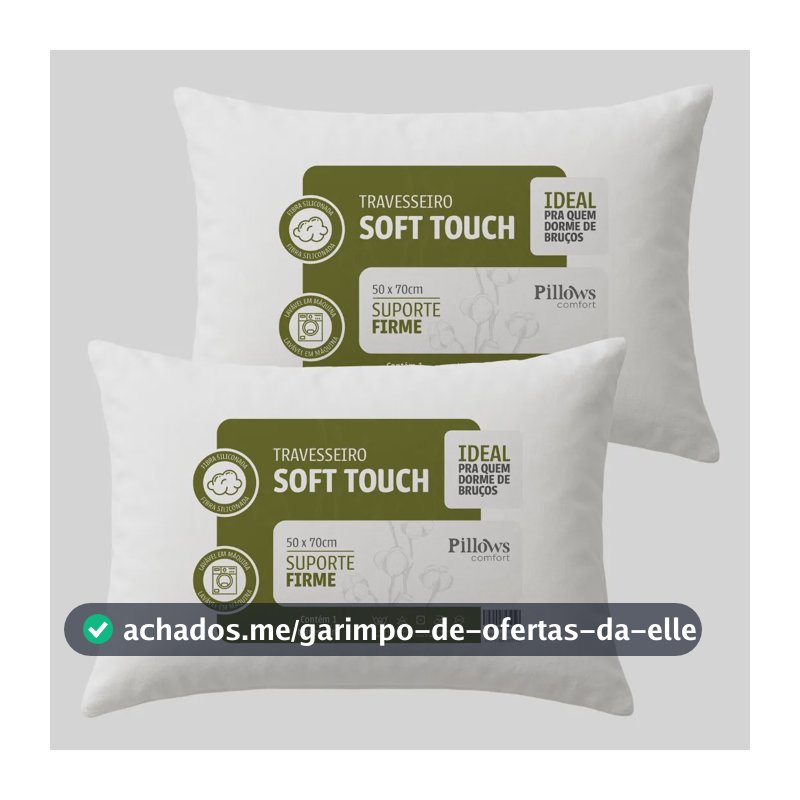 Kit 2 Travesseiros Antialérgico Soft Coton 50x70cm Branco