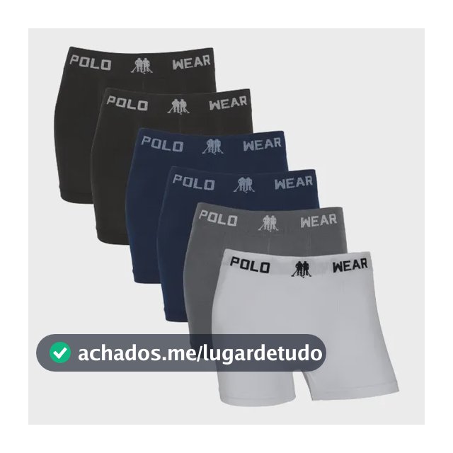 Kit 6 Cuecas Boxer Sem Costura Polo Wear Microfibra