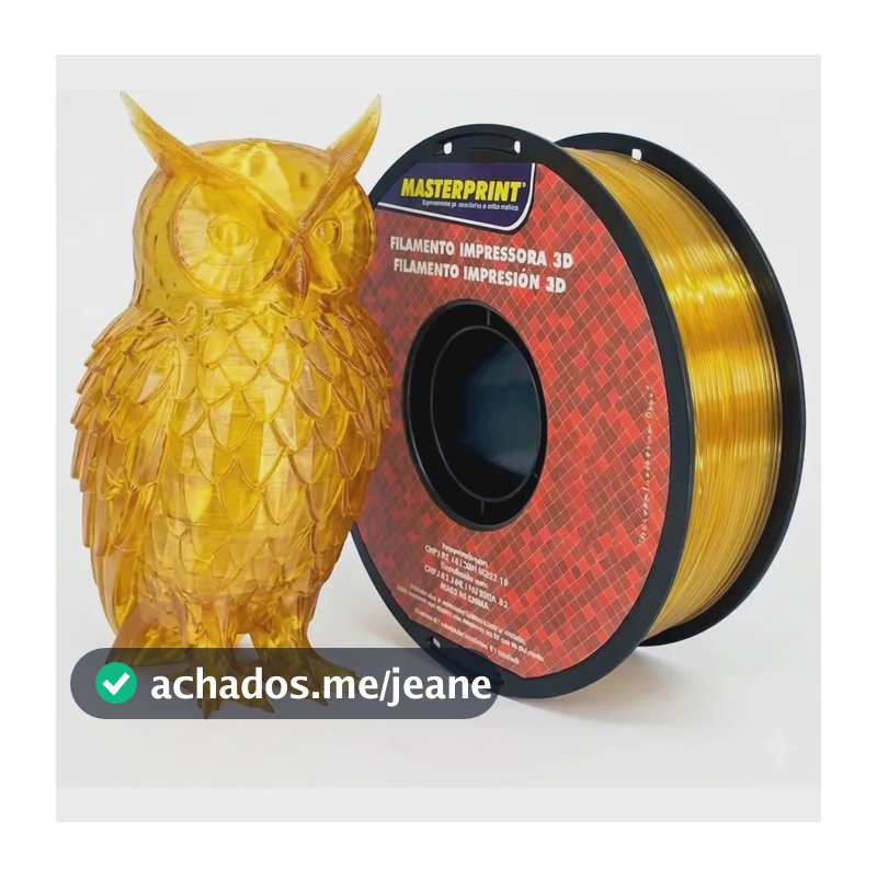 Filamento De Impressora 3d Petg 1,75mm 1kg Preto Masterprint Cor Amarelo Translúcido