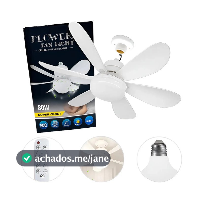 Ventilador De Teto Lâmpada 80w Led E27 Ajustável Bivolt