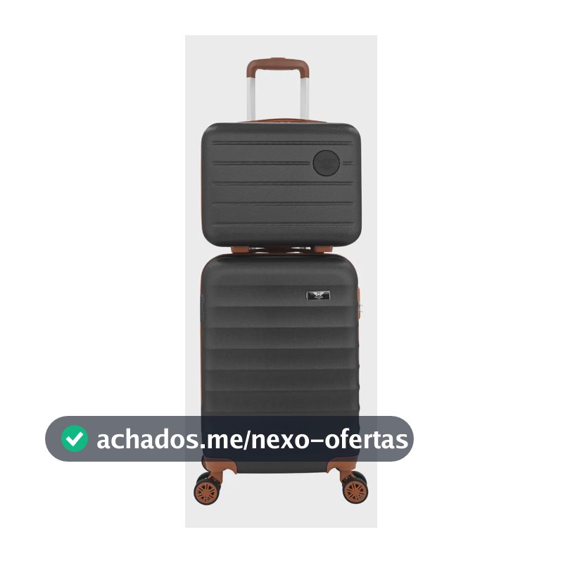 Kit Mala De Viagem Bordo Mão Pequena 10kg Abs Cadeado 360 Cor Preto