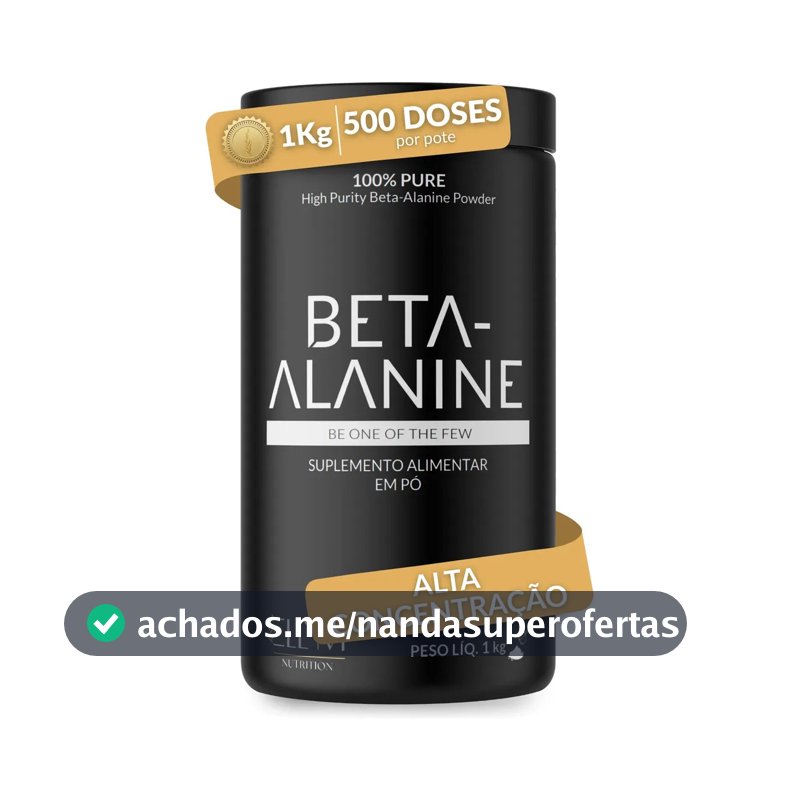 Beta Alanina 1kg 100% Pura Performance Recuperação Muscular Pós Pré Treino 500 Doses Sem Sabor Concentrada Ellym Nutrition