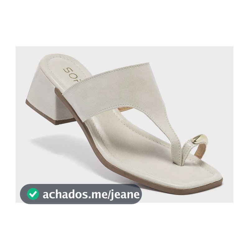 Sandália Tamanco Feminino Salto Médio Detalhe No Dedo Moda Off White 35